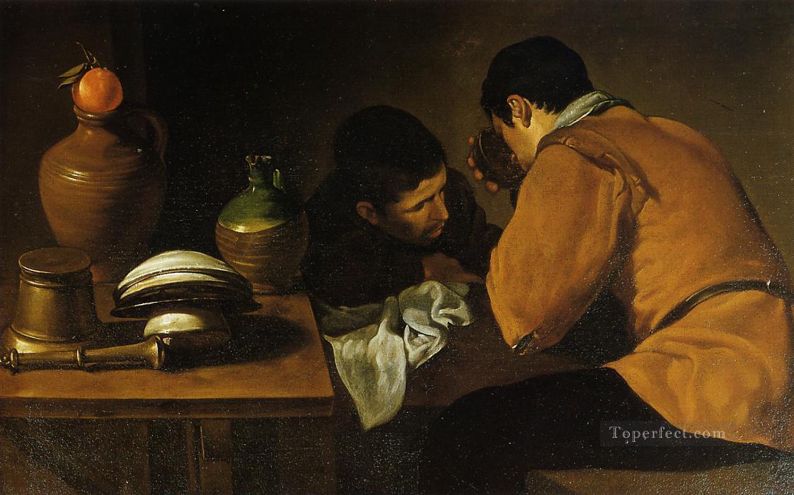 Two Young Men at a Table Diego Velazquez Oil Paintings